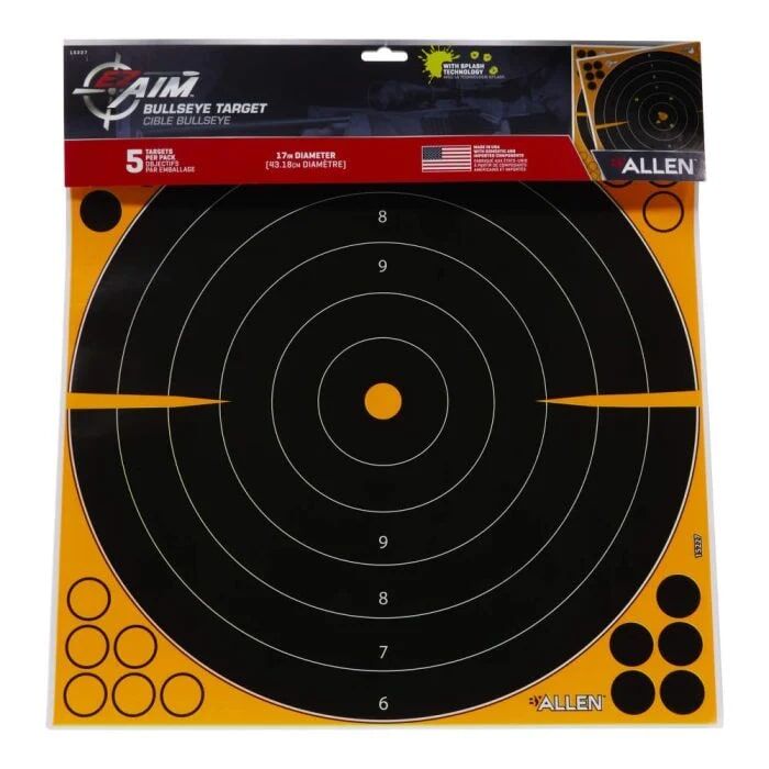 Allen Black/Orange EZ Aim Adhesive Splash Reactive Paper Shooting Targets, 5-Pk