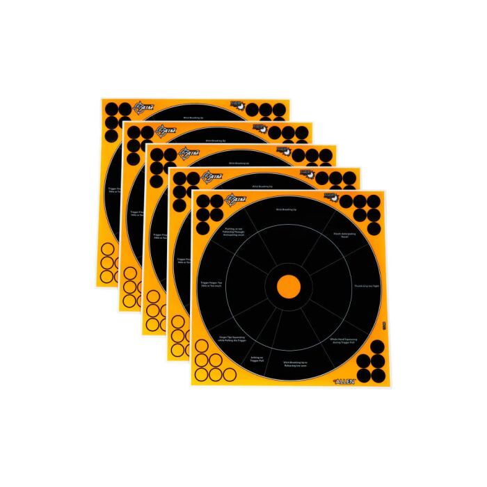 Allen EZ Aim Adhesive Splash Paper 12-In X 12-In Shooting Target, 5-Pk
