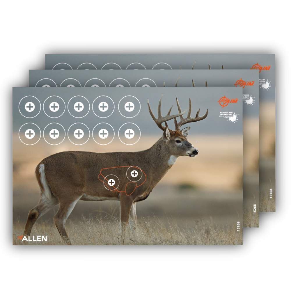 EZ Aim Multi-Color Splash Reactive Paper Shooting Targets, Whitetail Target, 24 X 13-In, 3-Pk