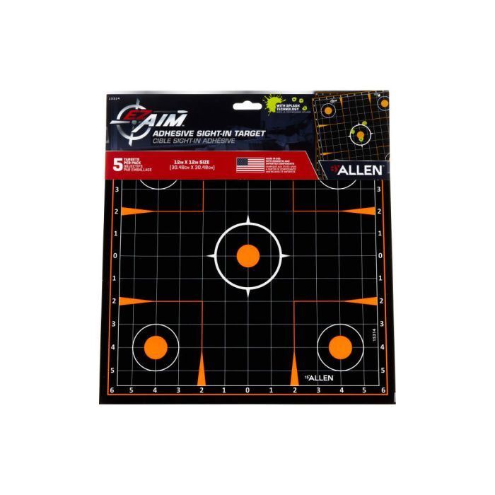 Allen EZ Aim Adhesive Splash Reactive Paper Shooting Targets, 12-In X 12-In, 5-Pk