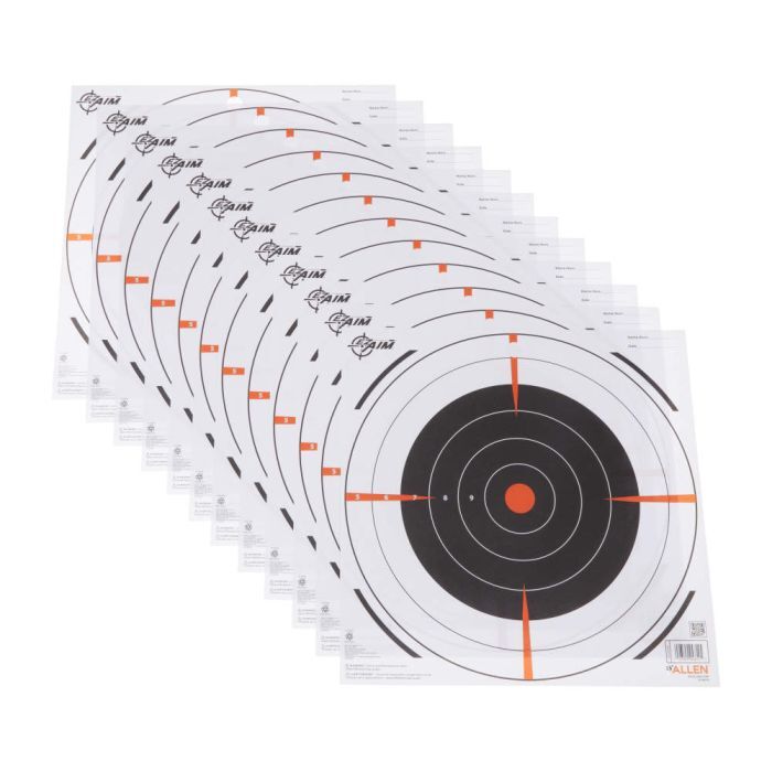 Allen EZ Aim Paper Shooting Targets, 12-In Bullseye Targets, 13-Pack