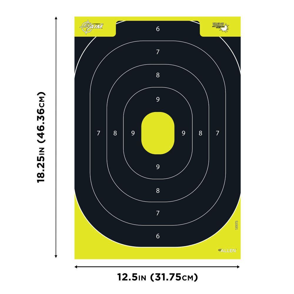 EZ Aim Splash Reactive Paper Shooting IPSC Silhouette Targets, 12.5-In x 18.25-In, 8-Pk