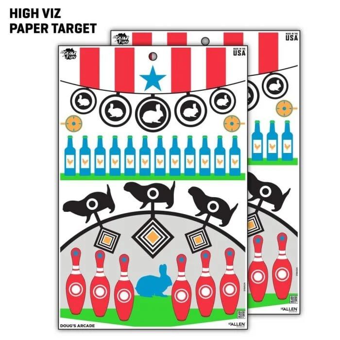 Allen EZ Aim Fun Get the Game On Paper Shooting Targets, 12 x 18-In, 8-PL, Assorted