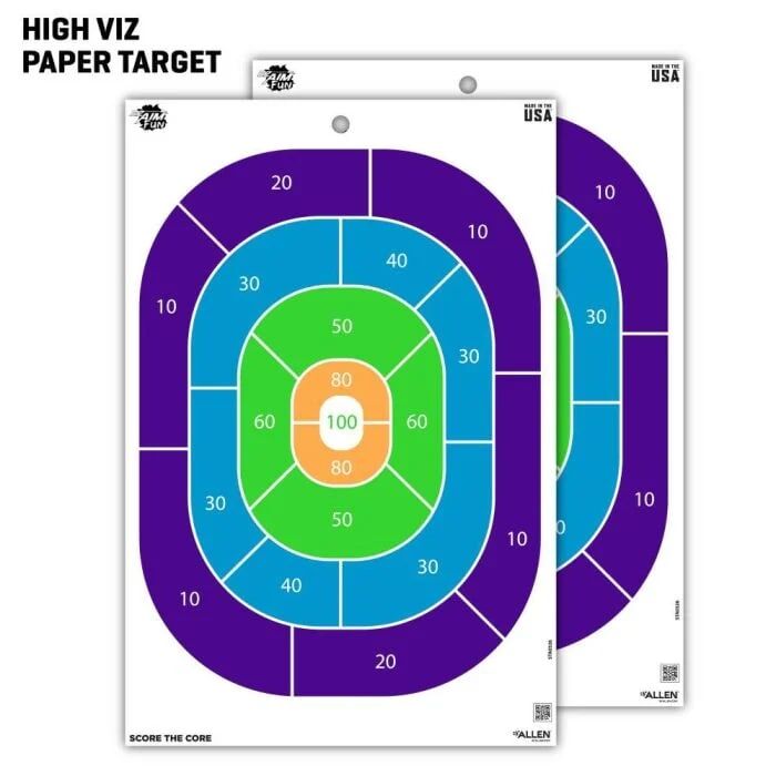 Allen EZ Aim Fun Get the Game On Paper Shooting Targets, 12 x 18-In, 8-PL, Assorted