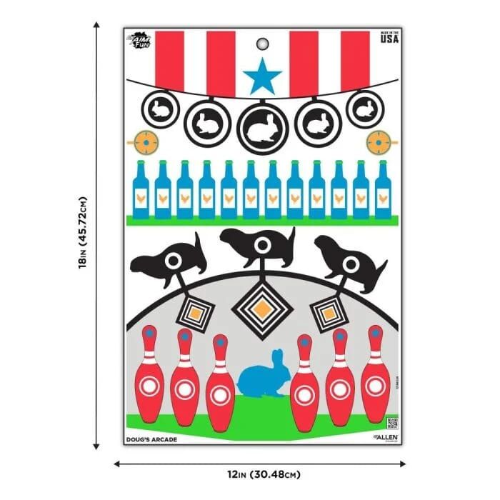 Allen EZ Aim Fun Get the Game On Paper Shooting Targets, 12 x 18-In, 8-PL, Assorted