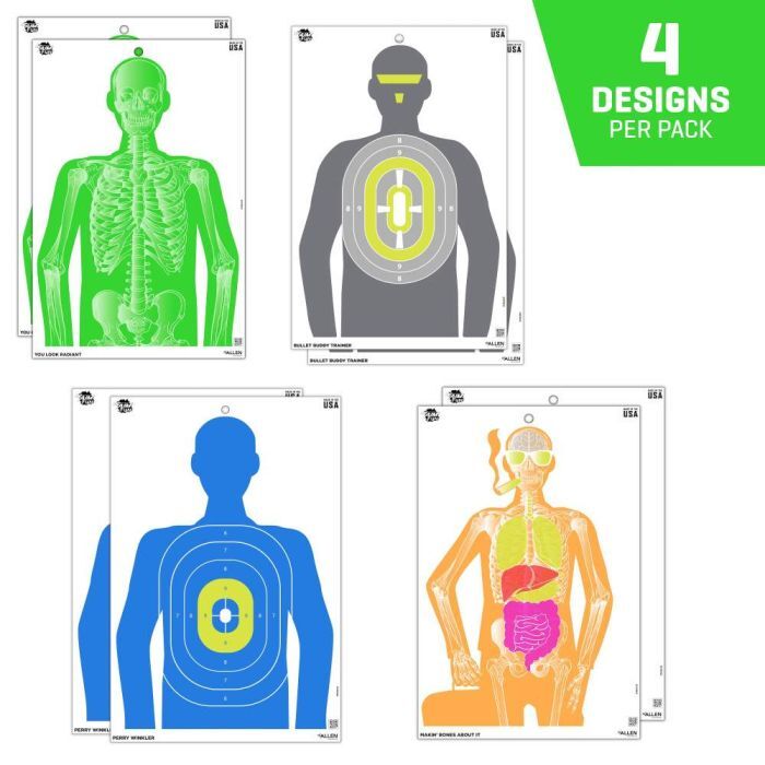 Allen EZ Aim Fun Imposing Figures Paper Shooting Target Assortment, 12 x 18-In, 8-Pk