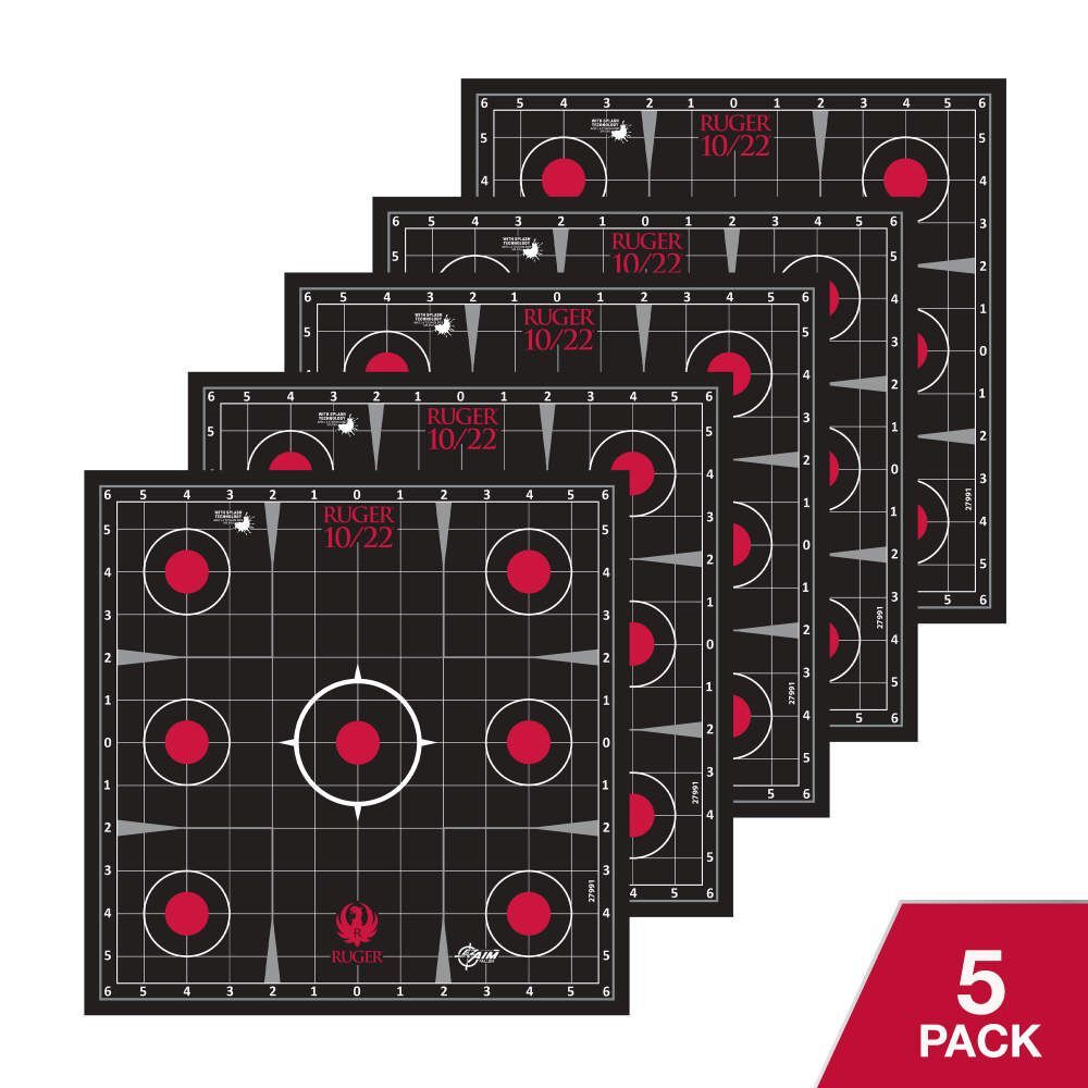 Allen Ruger 10/22 Splash Reactive Adhesive Paper Target Kit 12.5-In Square, Sight-In Grid, 5-Pk