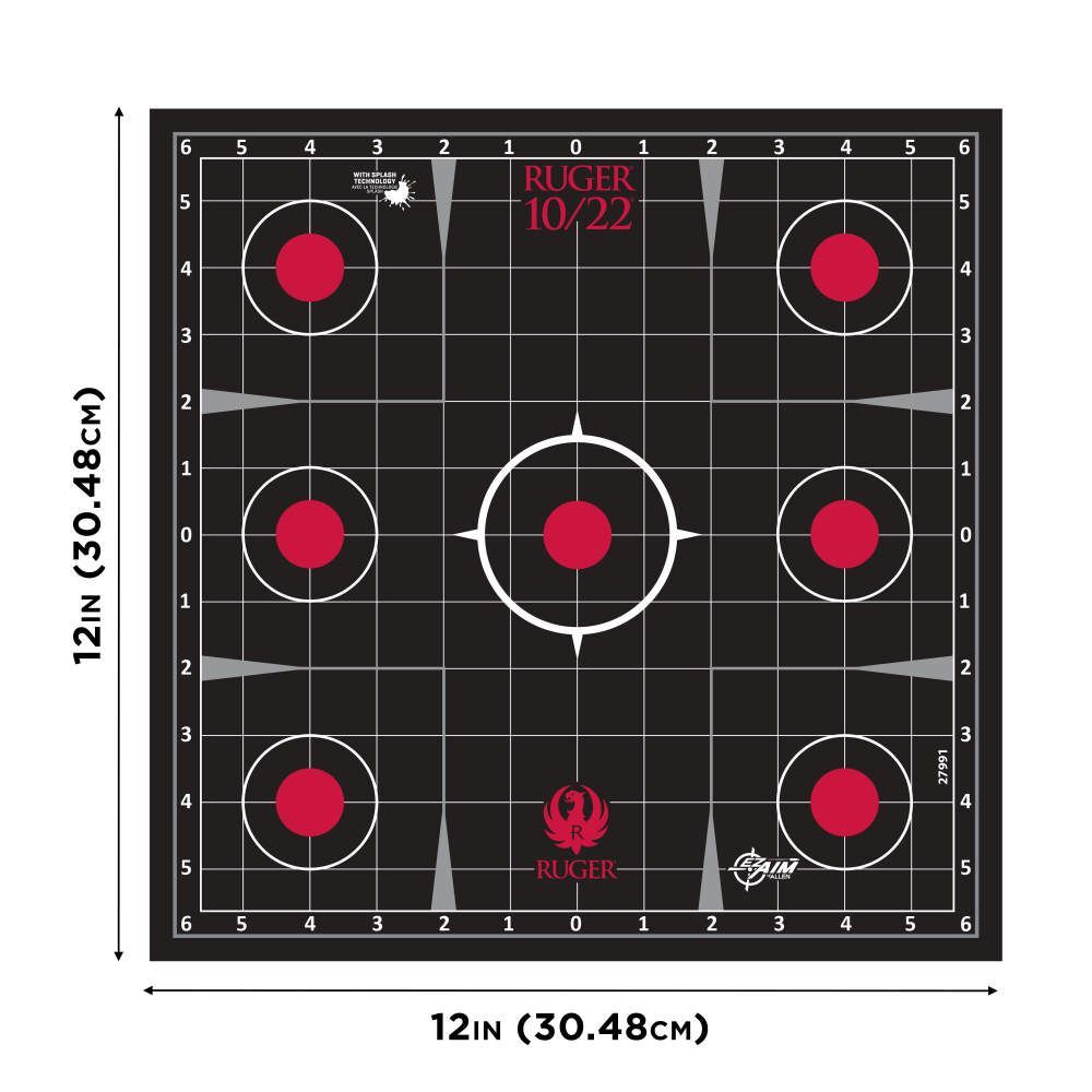 Allen Ruger 10/22 Splash Reactive Adhesive Paper Target Kit 12.5-In Square, Sight-In Grid, 5-Pk