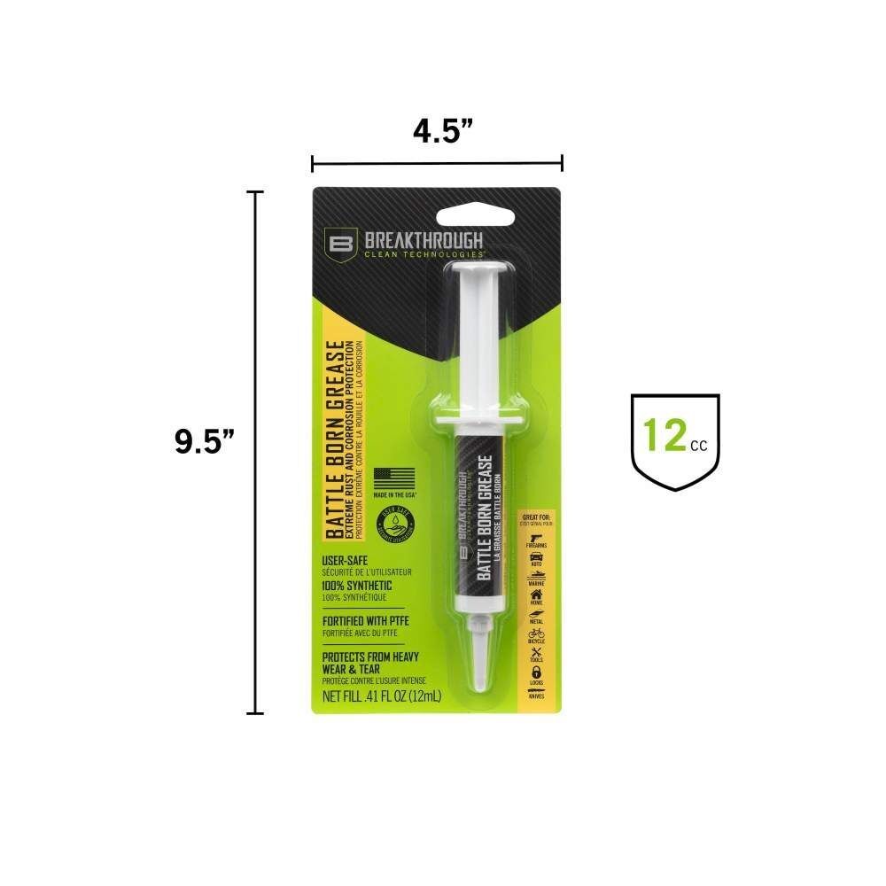 Breakthrough Clean Technologies Battle Born Clear Grease with PTFE, 12cc Syringe