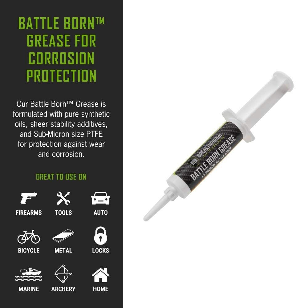 Breakthrough Clean Technologies Battle Born Clear Grease with PTFE, 12cc Syringe