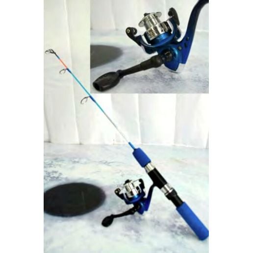 blue ice fishing pole Live Sonar Micro 18-34" Telescopic Fin Gear HT Polar Fire Blue Ice
