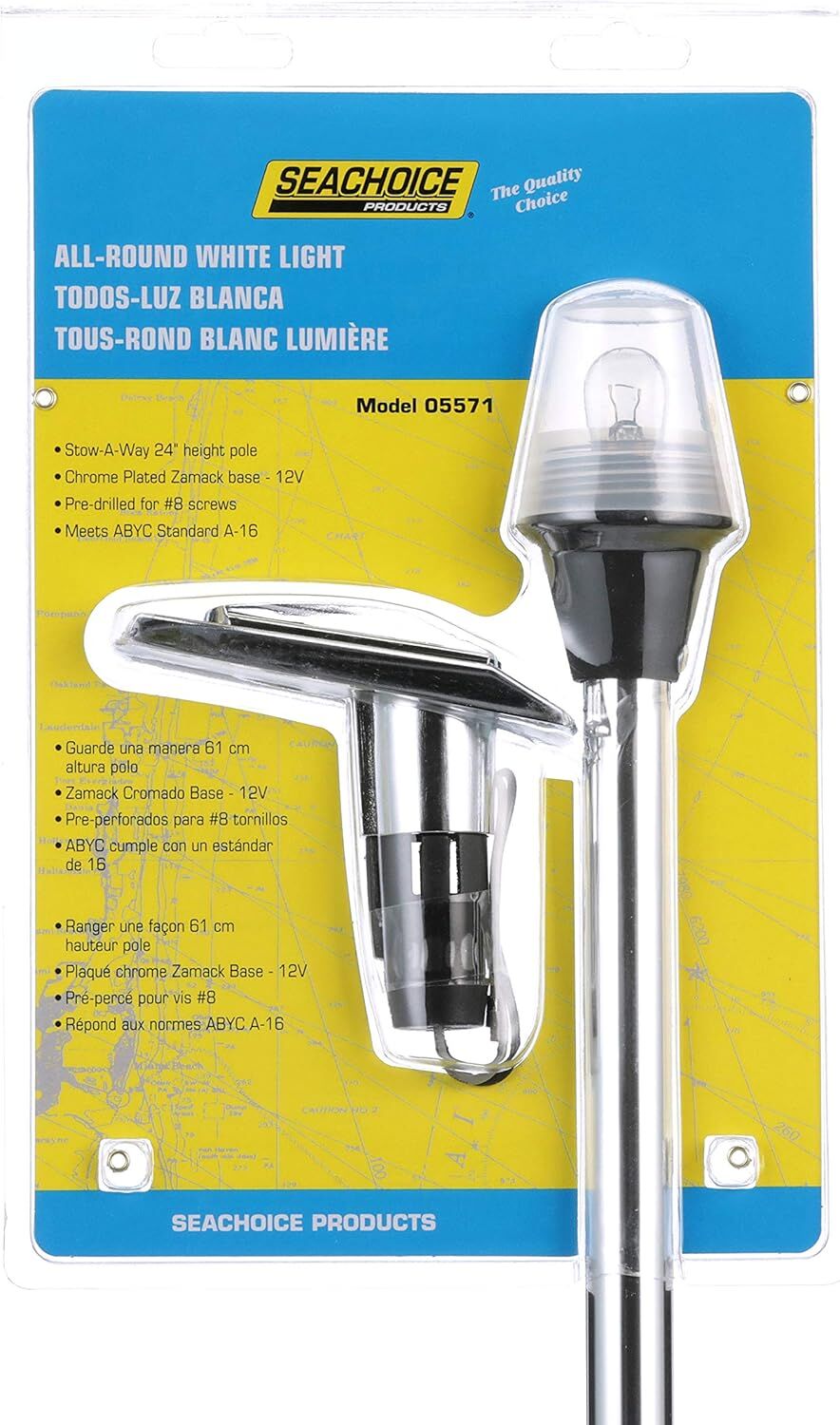 SeaChoice All-Round white Light Stow-A-Way With Base, 24 1/8-In