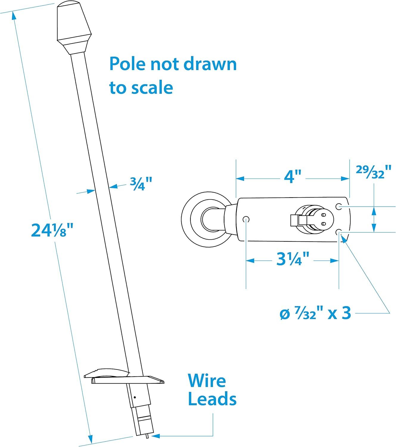 SeaChoice All-Round white Light Stow-A-Way With Base, 24 1/8-In