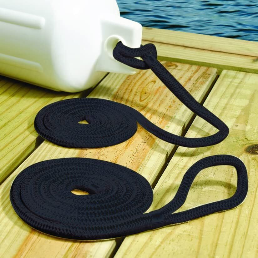 SeaChoice Black Double-Braided Nylon Fender Line, 1/4-In x 6-Ft