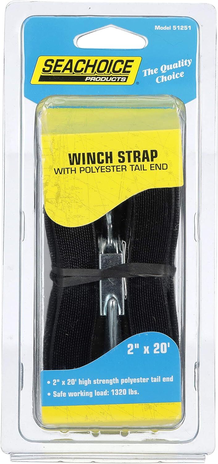 SeaChoice Winch Strap With Tail End, 20-Ft