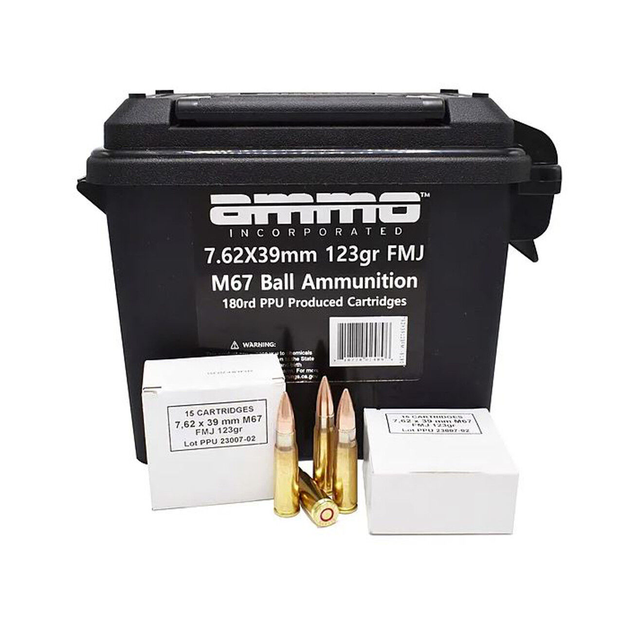 Ammo Inc 7.62x39mm, 123 Grain Full Metal Jacket Rifle Ammo, 180-Rd