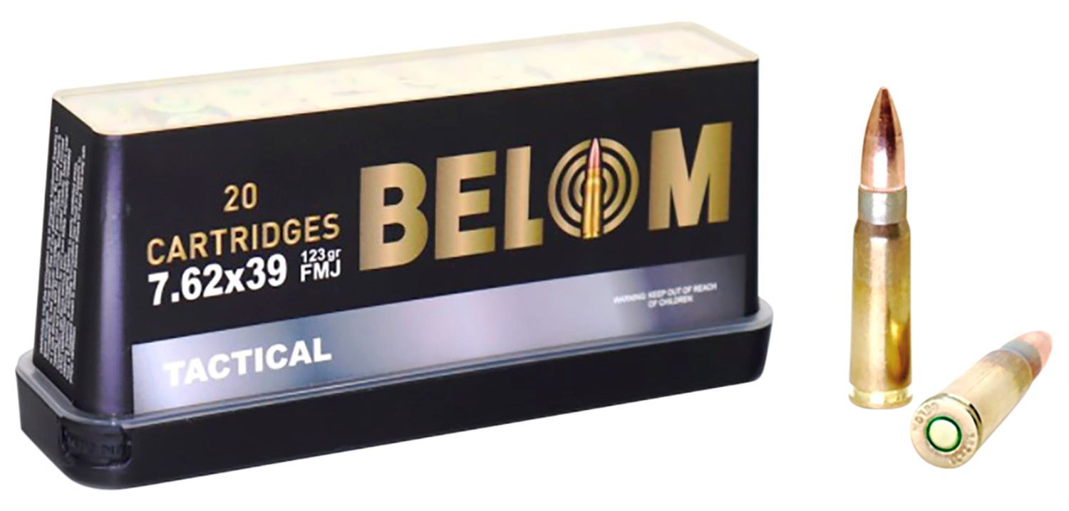 Belom Tactical 7.62x39mm, 123 Grain Full Metal Jacket Rifle Ammo, 20-Rd