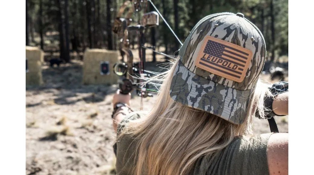 Leupold Men's Leather Flag Trucker Hat