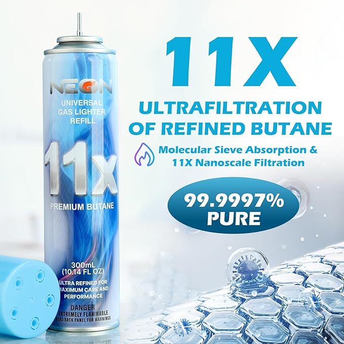 NEON Butane Refill 11X Ultra-Refined Butane Fuel, 10.14-Oz