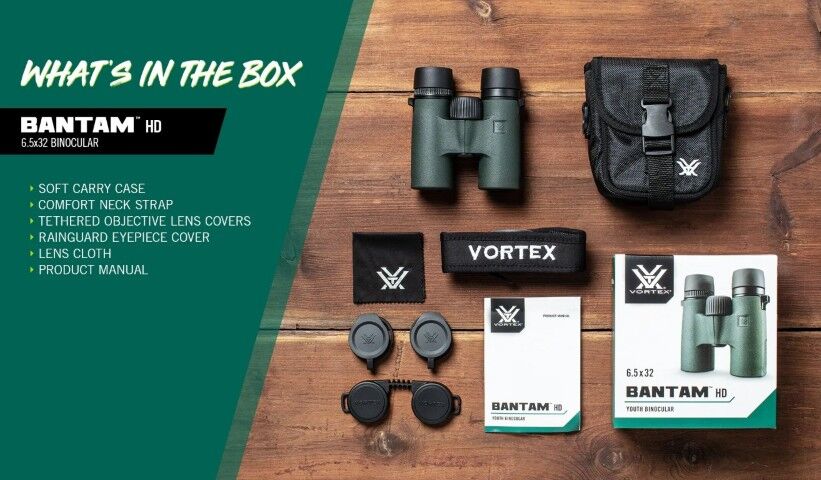 Vortex Bantam HD 6.5x32 Youth Binocular With Blaze Hunting Vest/Cap Combo