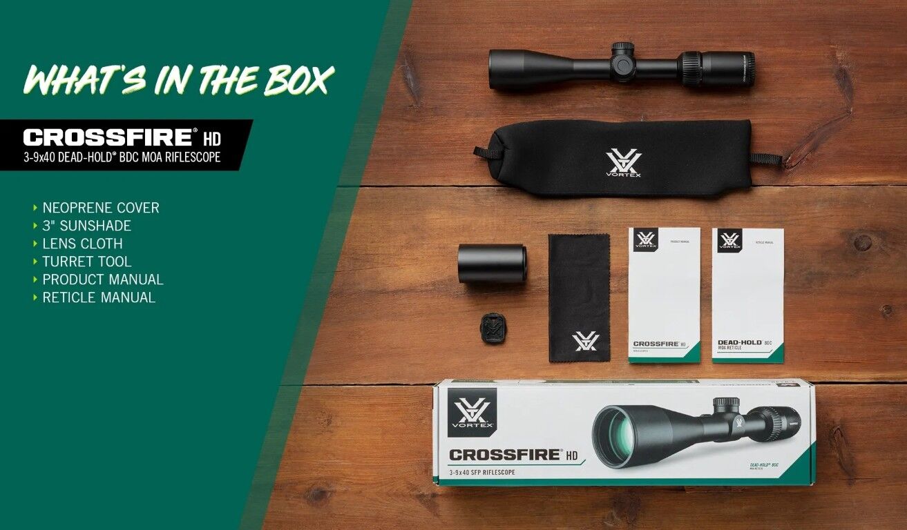 Vortex Crossfire HD 3-9x40 Dead-Hold BDC (MOA) Reticle 1-In Tube Scope