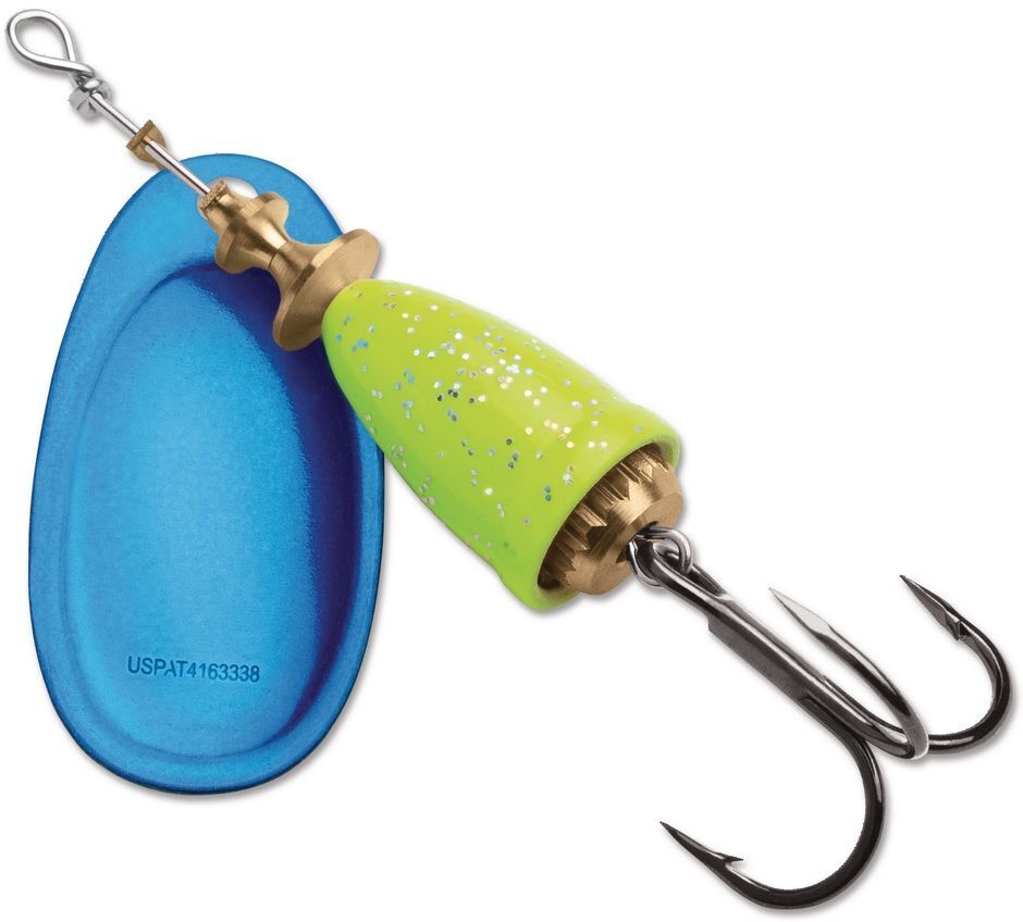 Blue Fox Classic Vibrax Chartreuse Blue Candyback Spinner, #4, 3/8-Oz
