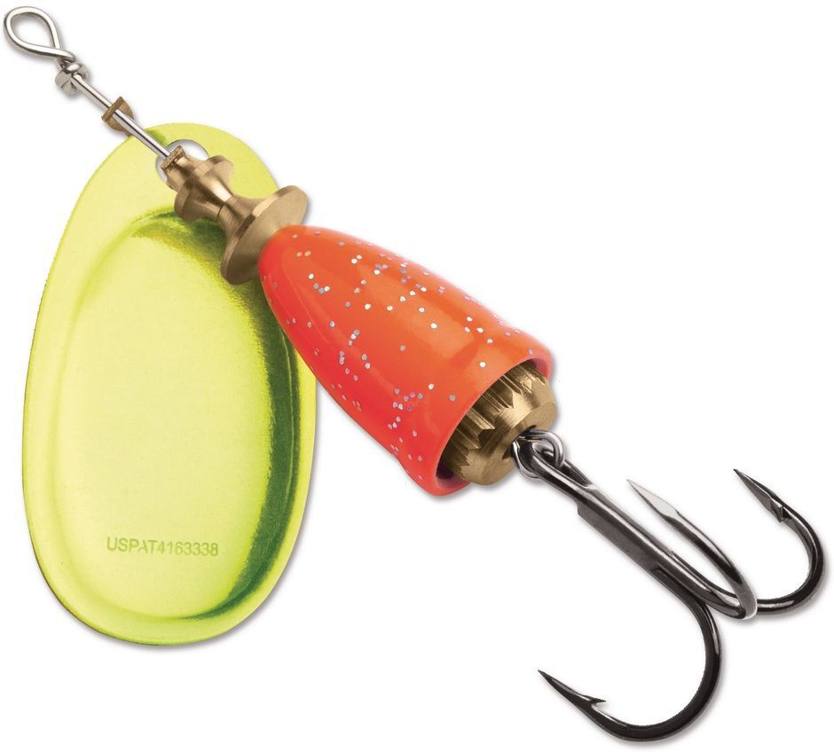 Blue Fox Classic Vibrax Orange Chartreuse Candyback Spinner, #6, 5/8-Oz