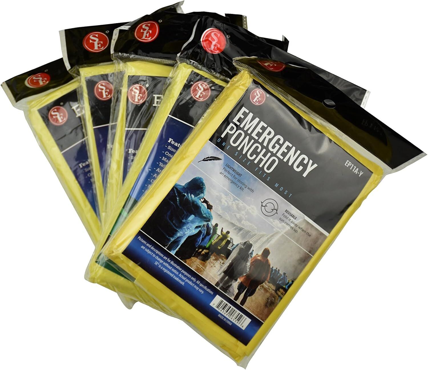 Sona Enterprises Transparent Yellow Emergency Poncho With Hood And Sleeves, 61-In x 65-In