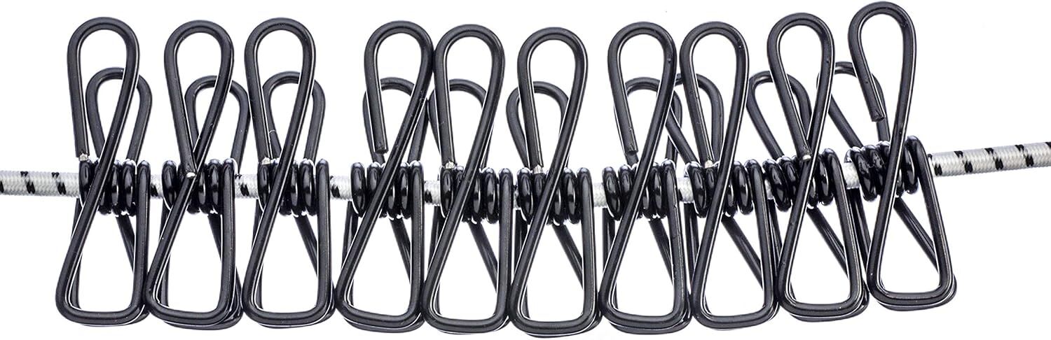 Sona Enterprises Elastic Drying Cord With Weather Resistant Clips, 3/16-In x 10-Ft To 20-Ft