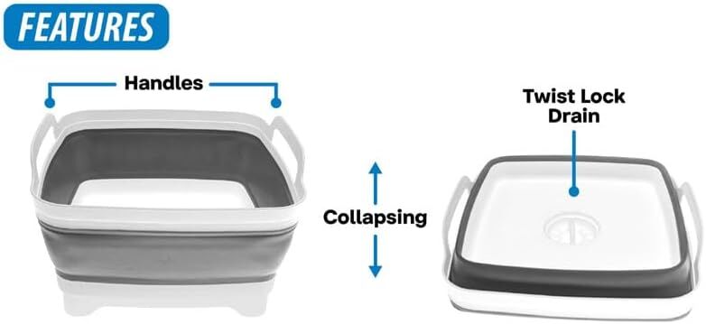 Sona Enterprises Collapsible Sink With Drain, 12-In x 12-In