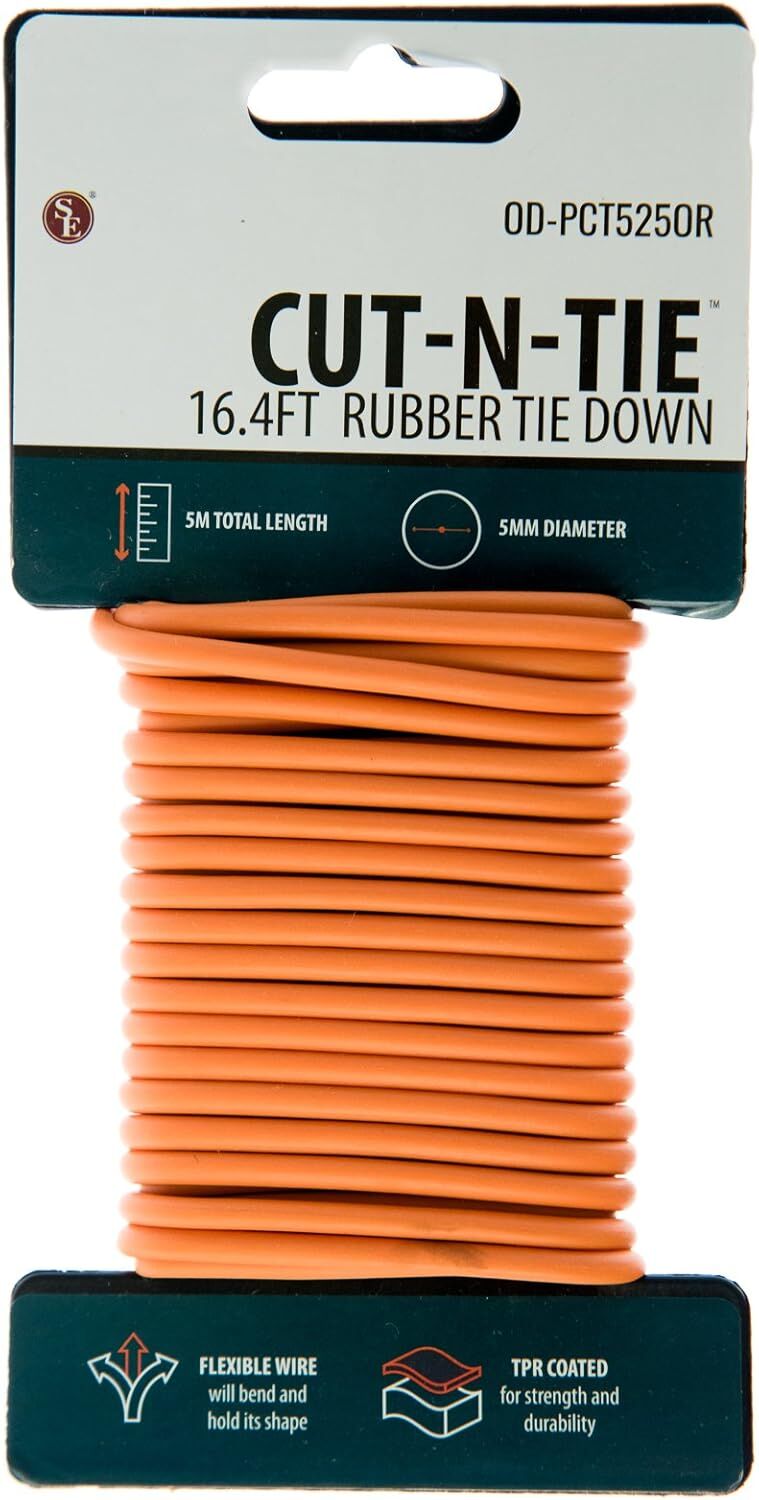 Sona Enterprises Orange Cut-N-Tie Rubber Tie Down, 5-mm x 16 2/5-Ft