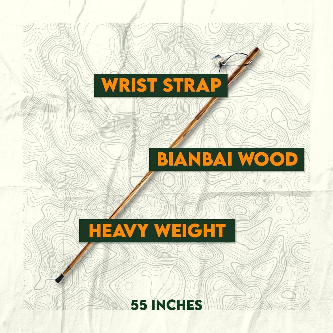 Sona Enterprises Natural Wood Walking Stick With Floral Design, 55-In