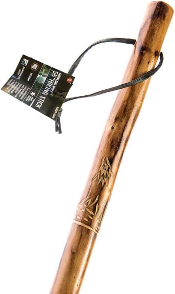 Sona Enterprises Natural Wood Walking Stick With Floral Design, 55-In