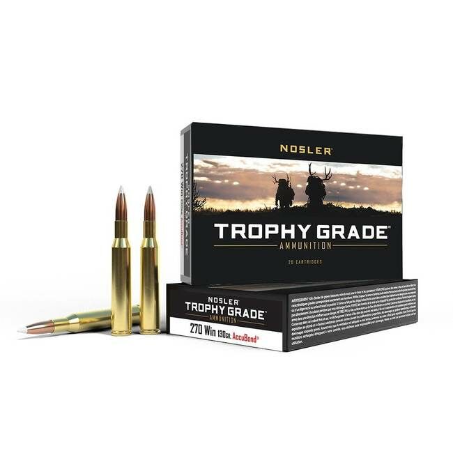 Nosler Trophy Grade .270 Win, 130 Grain AccuBond Rifle Ammo, 20-Rd