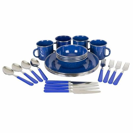 Stansport Deluxe Enamel Tableware Set - Blue