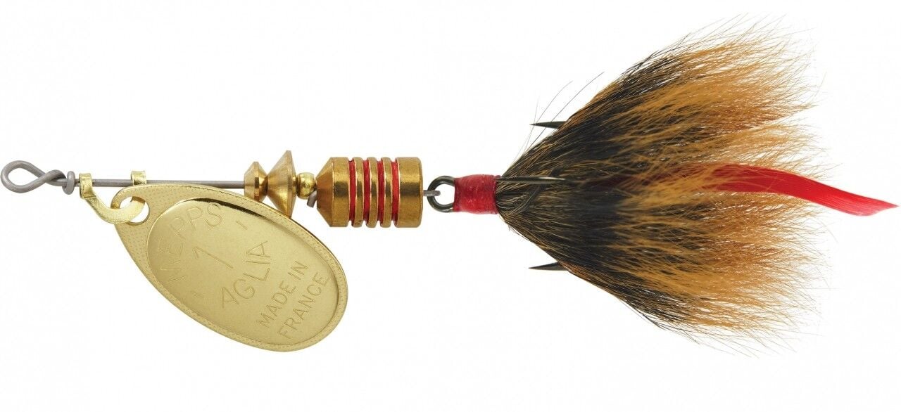Mepps Gold/Brown Dressed Aglia Lure, #1, 1/8 oz.