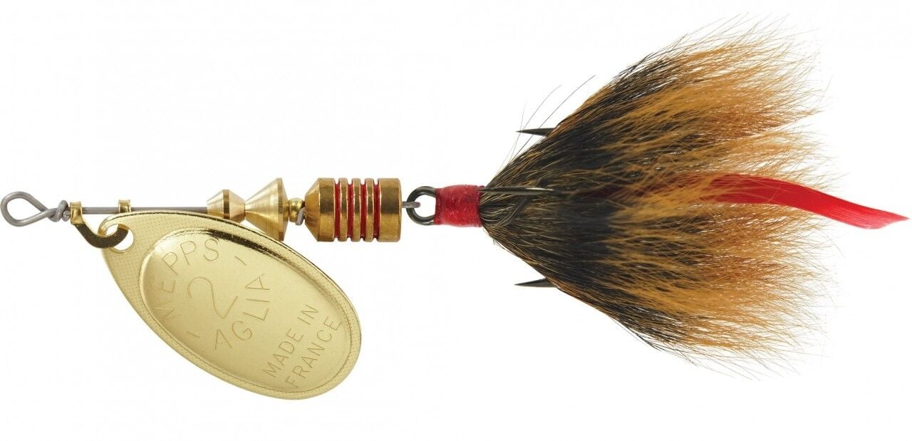 Mepps Gold/Brown Dressed Aglia Lure, #2, 1/6 oz.