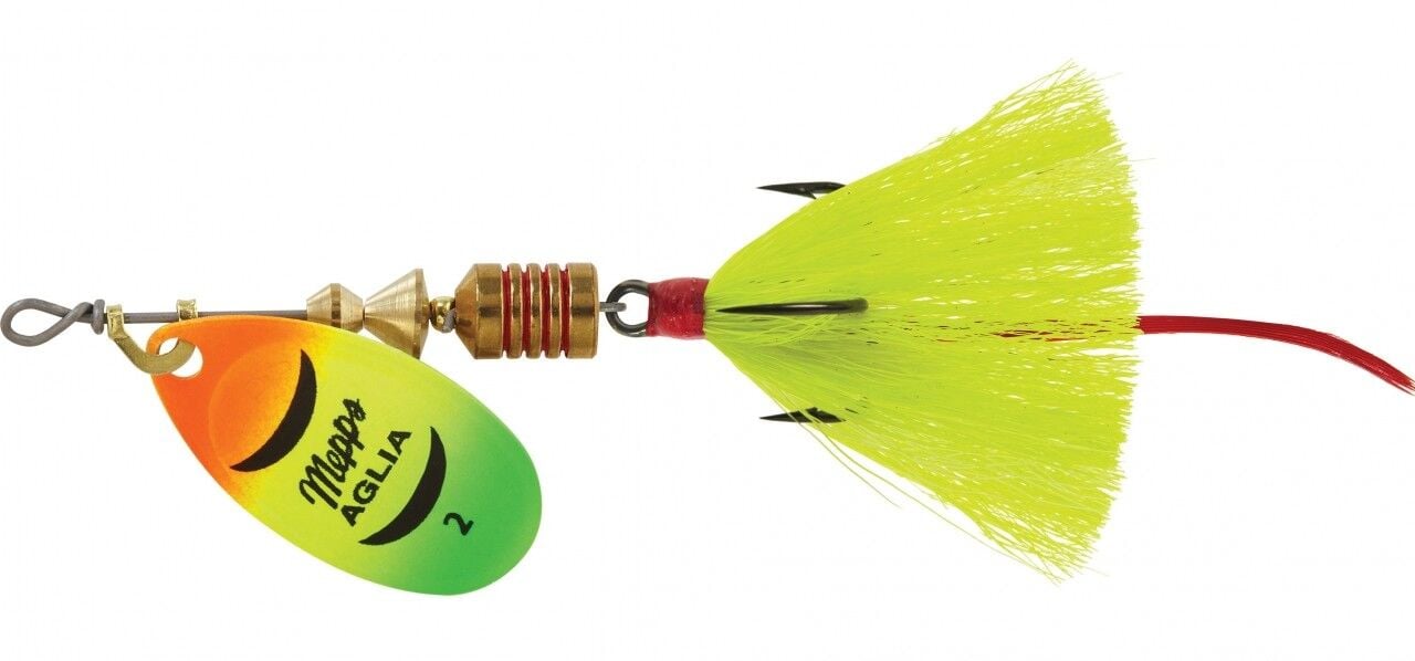 Mepps Hot Firetiger/Yellow Dressed Aglia Lure, #2, 1/6 oz.