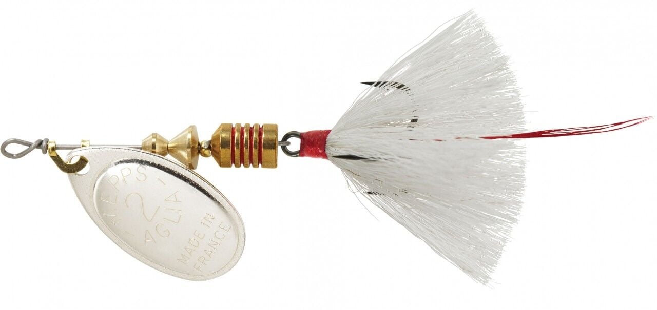 Mepps Silver/White Dressed Aglia Lure, #2, 1/6 oz.