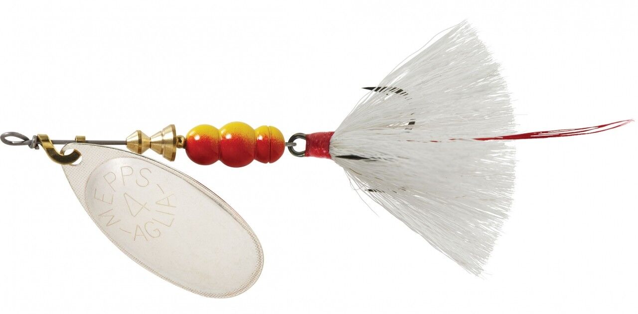 Mepps Silver/White Dressed Aglia Lure, #4, 1/3 oz.