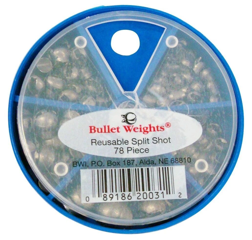 Bullet Weights Assorted Reusable Split Shot, 78-Pk