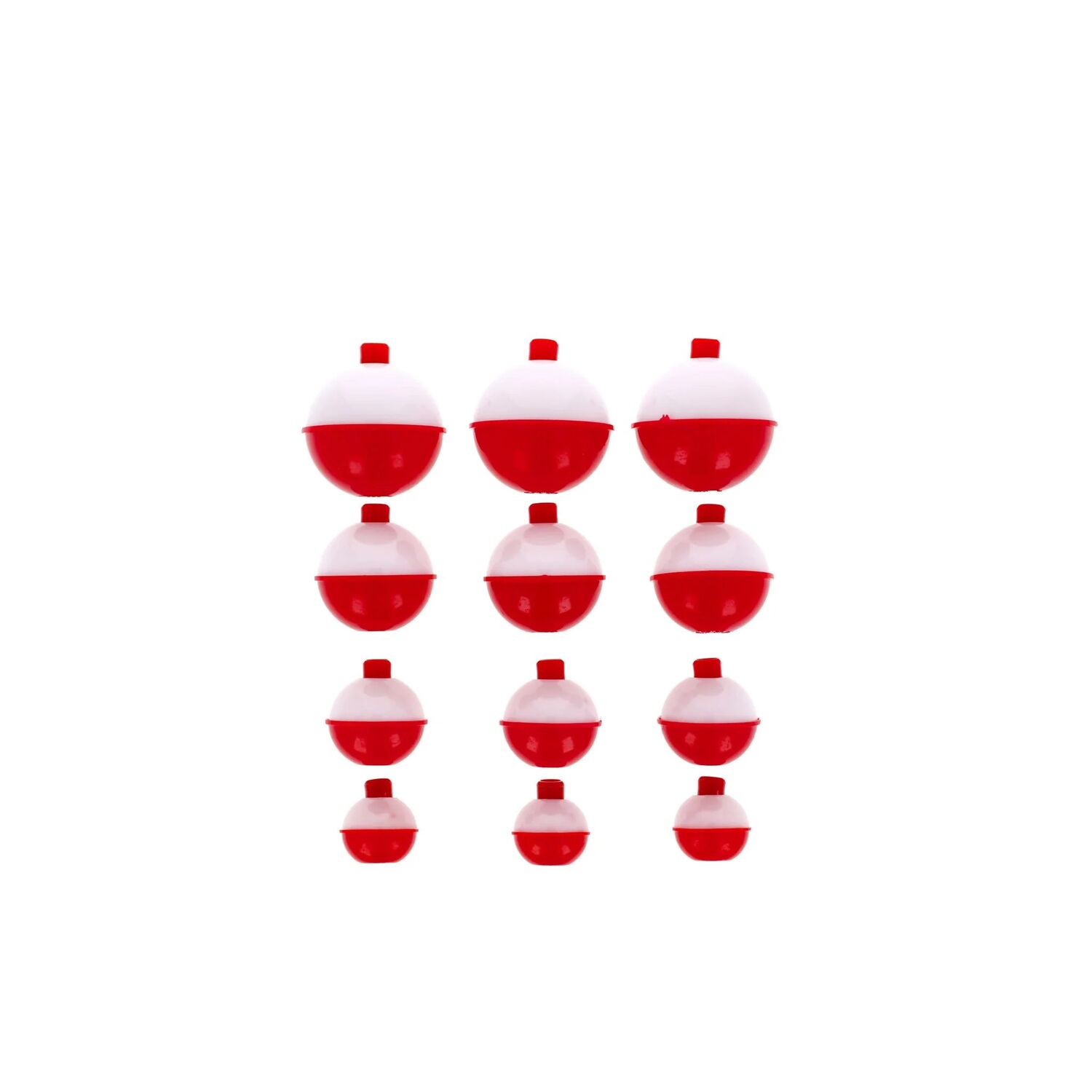 Eagle Claw Red/White Snap-On Float Assorted Sizes, 12-Pk