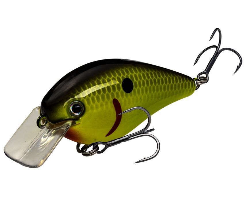 Strike King KVD Square Bill Black Back Chartreuse Crankbait, 3/8-Oz, 1.5-In