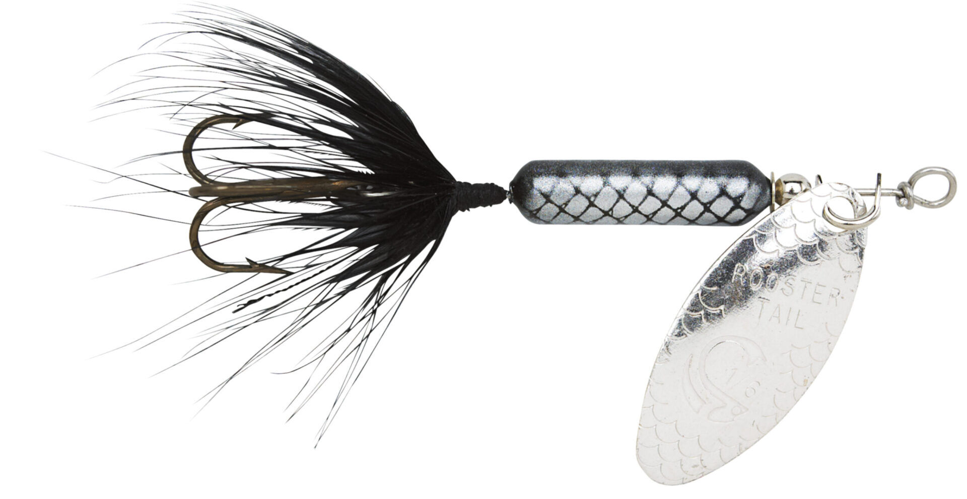 Yakima Bait Black Original Rooster Tail with Treble Hook,1/8-Oz, 2-1/4-In