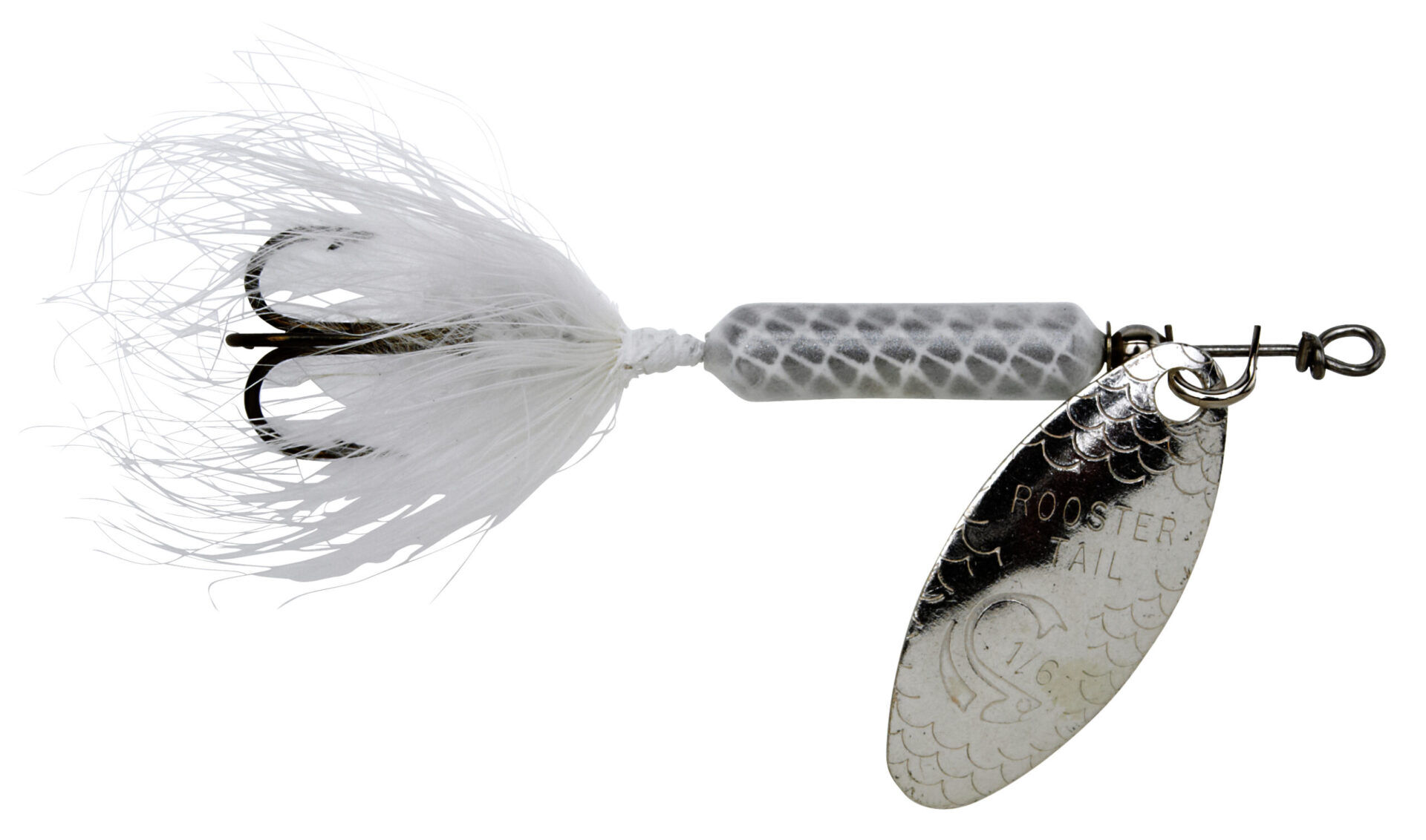 Yakima Bait White Original Rooster Tail with Treble Hook,1/8-Oz, 2-1/4-In