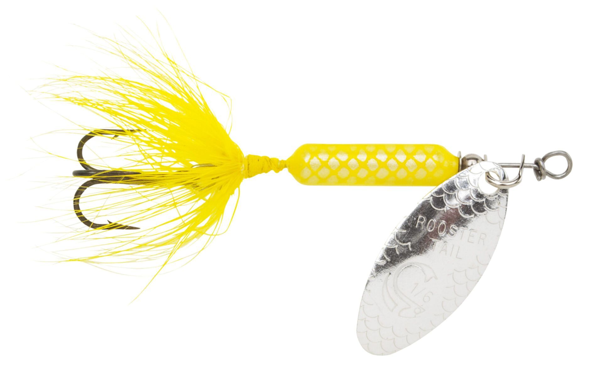 Yakima Bait Yellow Original Rooster Tail with Treble Hook, 1/8-Oz