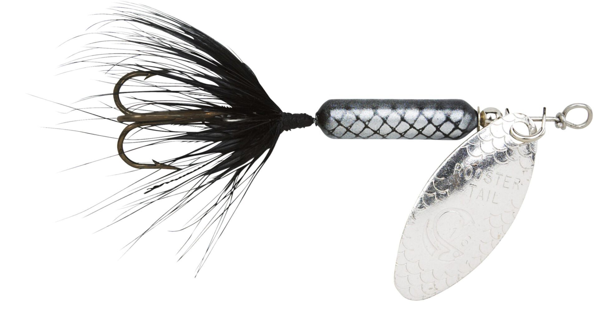 Yakima Bait Black Original Rooster Tail with Treble Hook, 1/4-Oz, 2-3/4-In