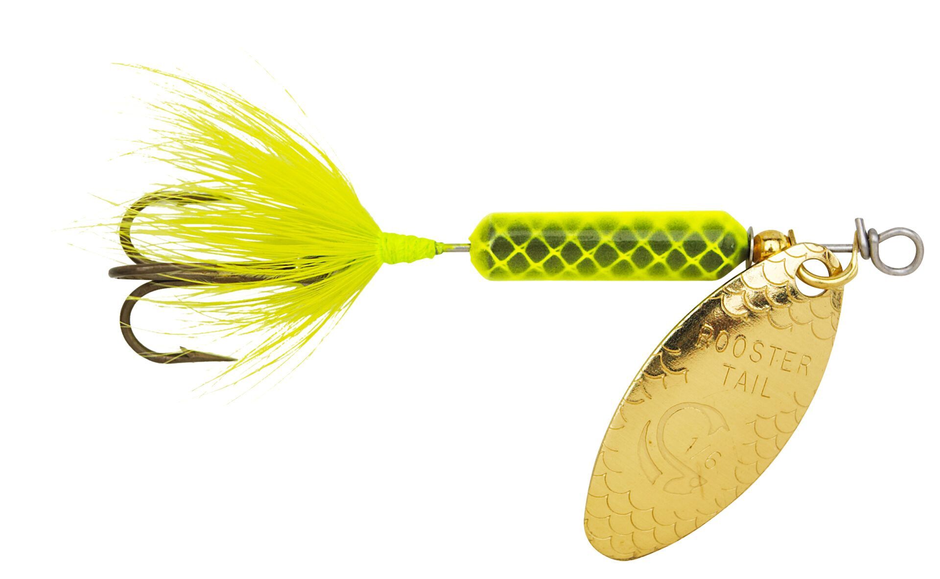 Yakima Bait Chartreuse Original Rooster Tail with Treble Hook,3/8-Oz, 3-In