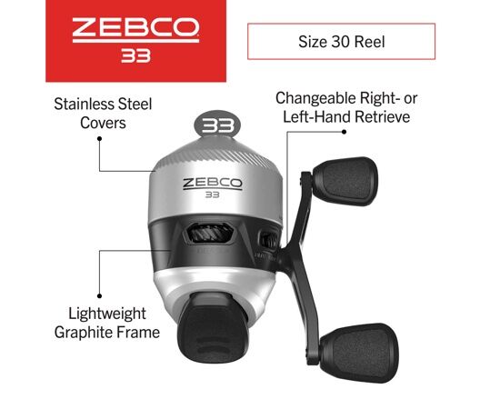 Zebco 33 Silver Medium Spincast Combo, 6-Ft
