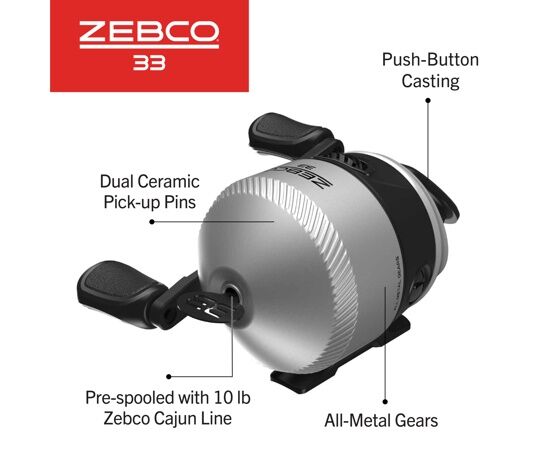 Zebco 33 Silver Medium Spincast Combo, 6-Ft
